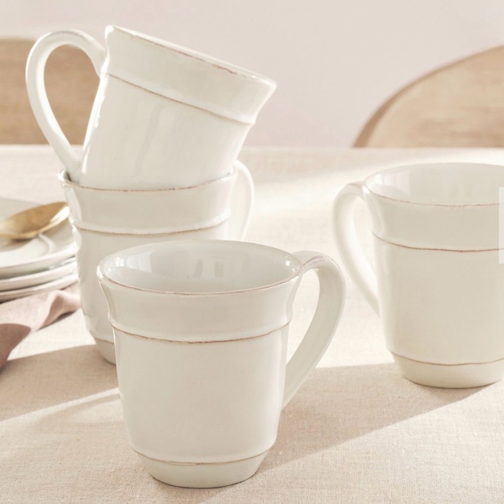 Pottery Barn Cambria Stoneware Set of 7 Mugs in Stone